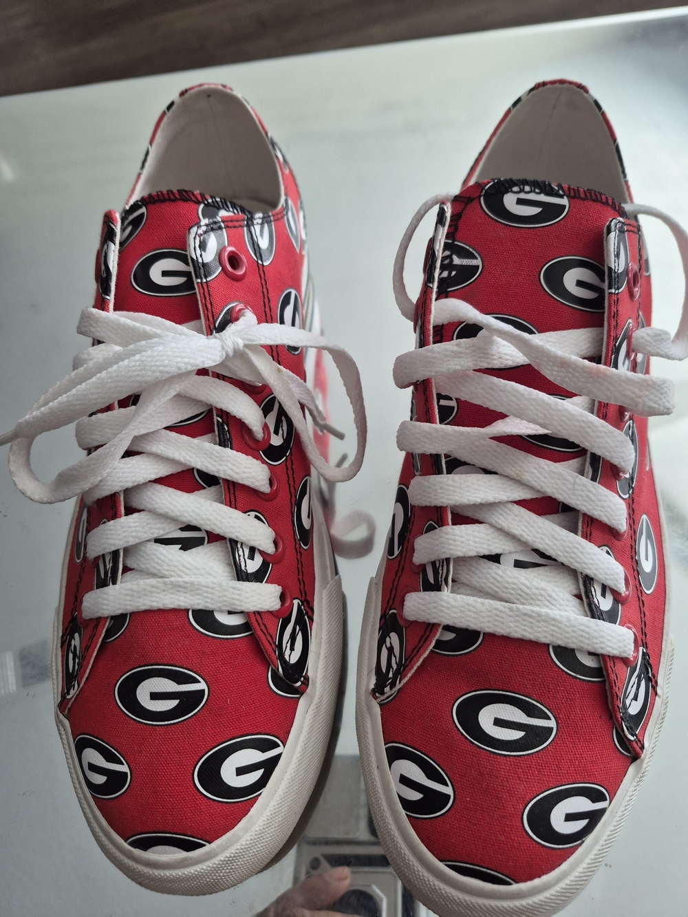 Red Womens Canvas Sneakers with GeorgiaTeam Pattern Sz 10
